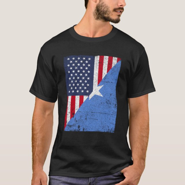 Camiseta Bandera mitad EE. UU. mitad Somalia somalí america (Anverso)