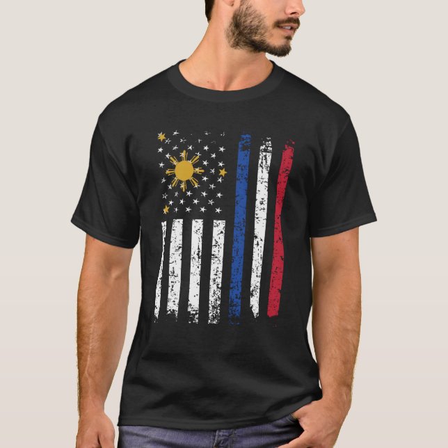 Camiseta Bandera mitad filipina mitad americana Filipinas E (Anverso)