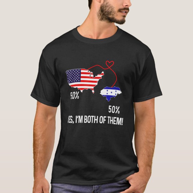 Camiseta Bandera mitad hondureña americana combinando Hondu (Anverso)