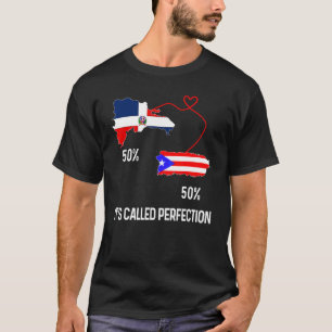 Camiseta Bandera mitad puertorriqueña mitad dominicana Mapa