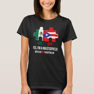 Camiseta Bandera mitad puertorriqueña mitad mexicana Orgull