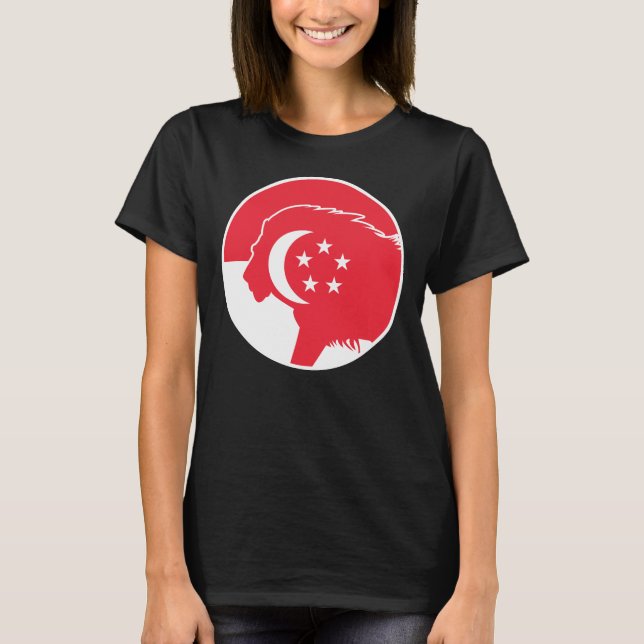Camiseta Bandera nacional animal de Singapur león (Anverso)