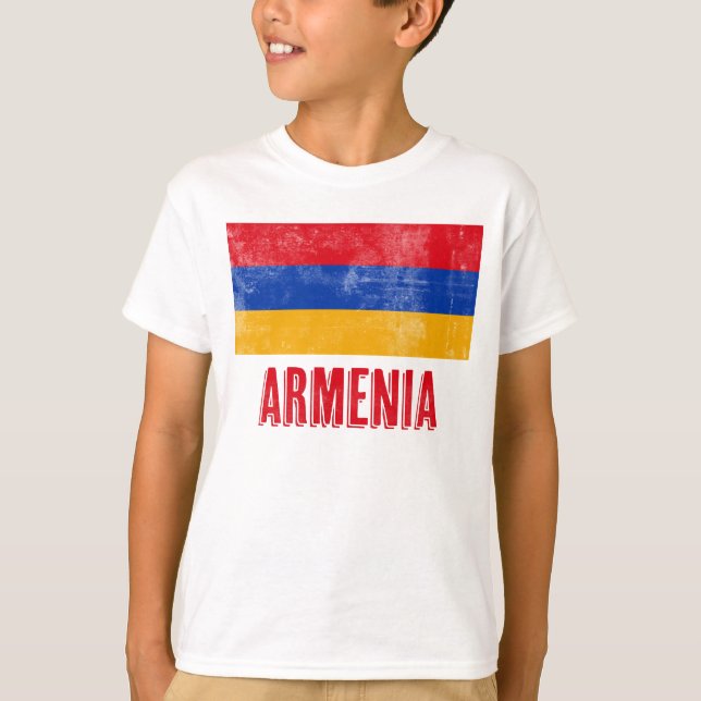 Camiseta Bandera nacional de Armenia (mirada de Grunge) (Anverso)