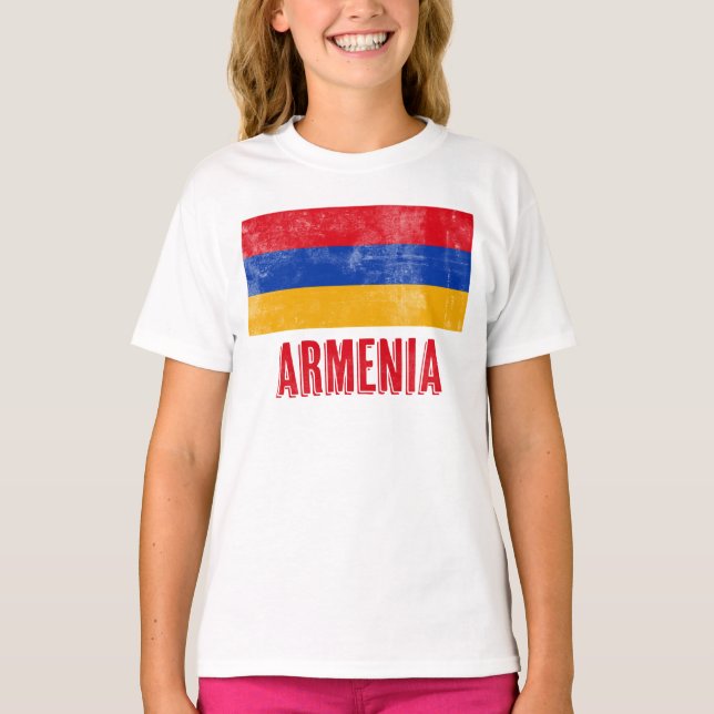 Camiseta Bandera nacional de Armenia (mirada de Grunge) (Anverso)