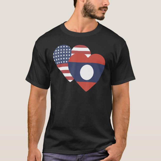 Camiseta Bandera nacional de Laos, recuerdo para hombres (Anverso)