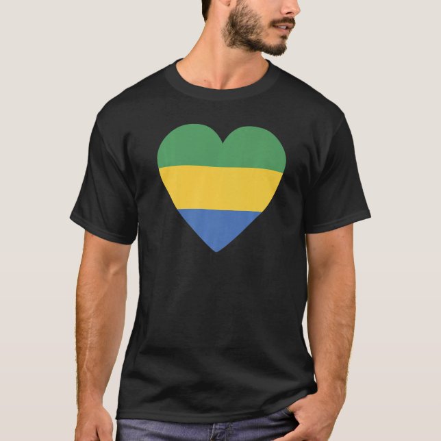 Camiseta Bandera nacional de recuerdo de Gabón para hombres (Anverso)