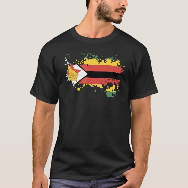 Camiseta Bandera nacional de recuerdo de Zimbabue para homb (Anverso)