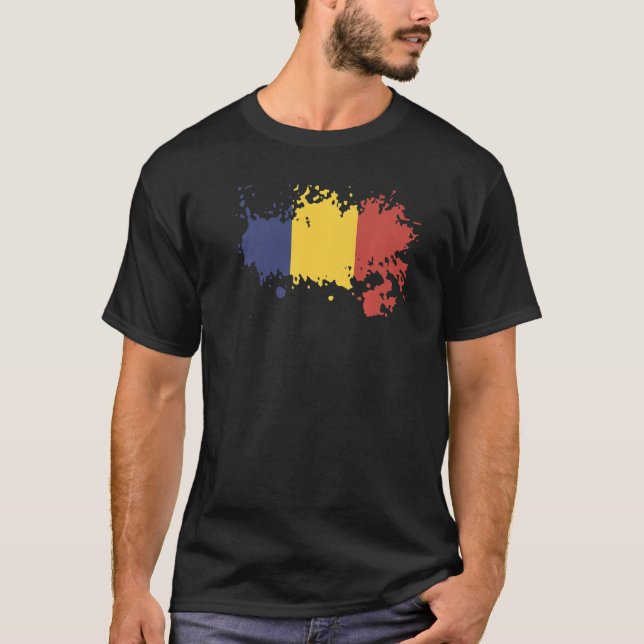 Camiseta Bandera nacional de Rumania de recuerdo para hombr (Anverso)