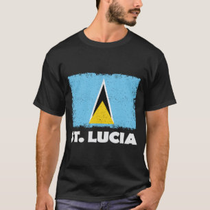 Camiseta Bandera nacional de Santa Lucía estresada