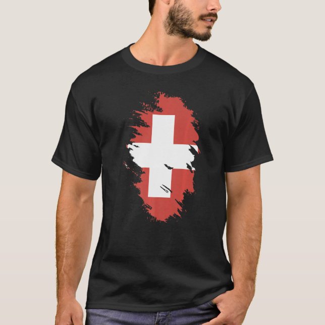 Camiseta Bandera nacional de Suiza de recuerdo para hombres (Anverso)
