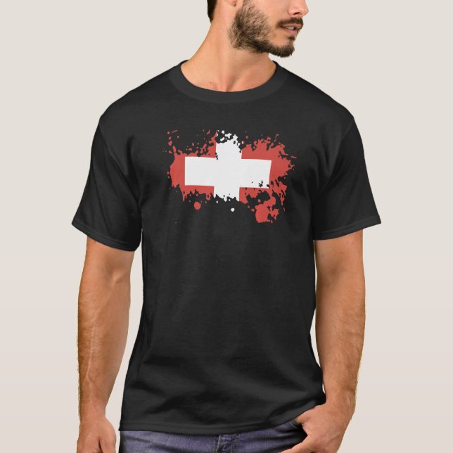 Camiseta Bandera nacional de Suiza de recuerdo para hombres (Anverso)