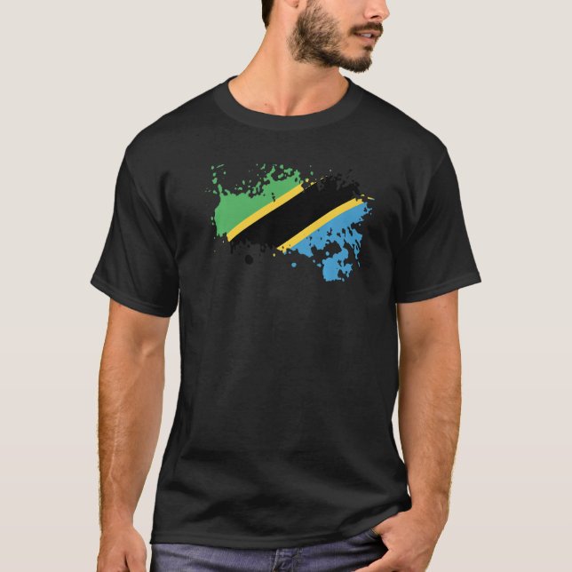 Camiseta Bandera nacional de Tanzania de recuerdo para homb (Anverso)