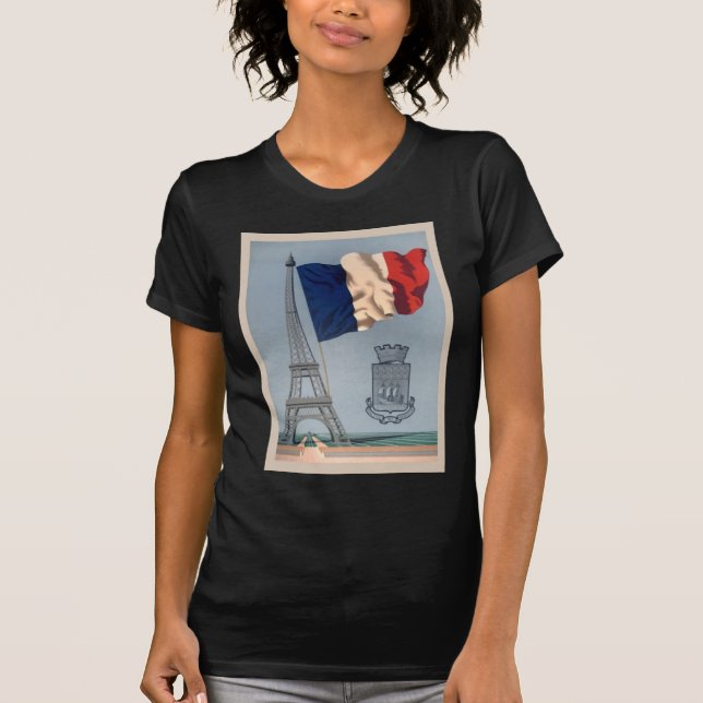 Camiseta Bandera nacional francesa y Torre Eiffel (Anverso)