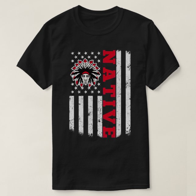 Camiseta Bandera nativa estadounidense para nativos estadou (Diseño del anverso)