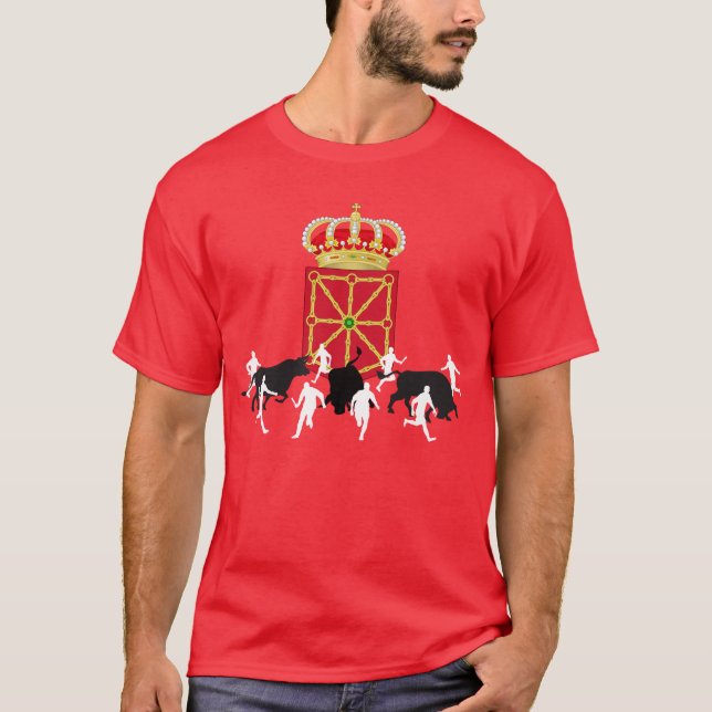 Camiseta Bandera navarra Guay San Fermin, Pamplona, diseño, (Anverso)