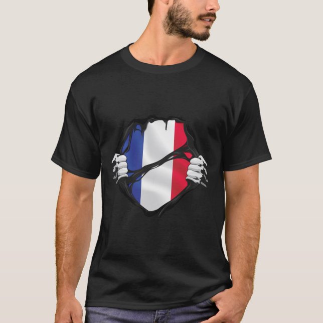 Camiseta Bandera negra de las raíces puras de Francia (Anverso)