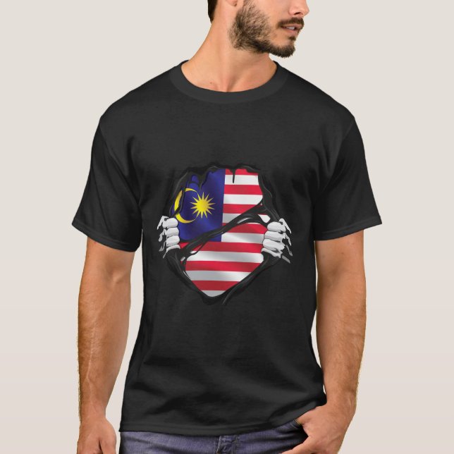 Camiseta Bandera negra de las raíces puras de Malasia (Anverso)