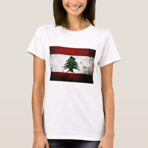 Camiseta Bandera negra de Líbano del Grunge