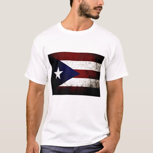 Camiseta Bandera negra de Puerto Rico del Grunge (Anverso)