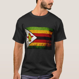 Camiseta Bandera negra de Zimbabwe del Grunge