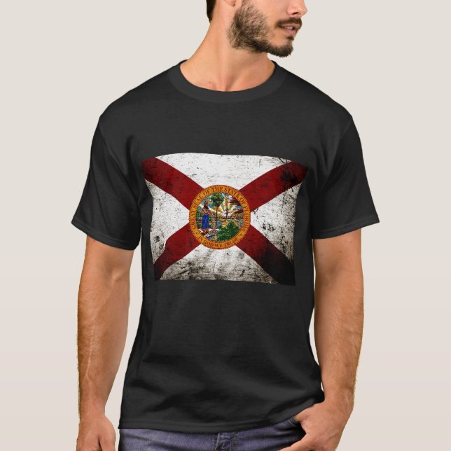 Camiseta Bandera negra del estado de la Florida del Grunge (Anverso)