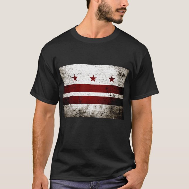 Camiseta Bandera negra del Washington DC del Grunge (Anverso)