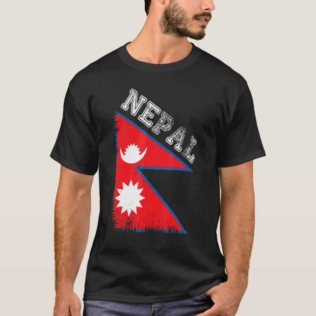 Camiseta Bandera nepalí de destino turístico bandera de Nep (Anverso)