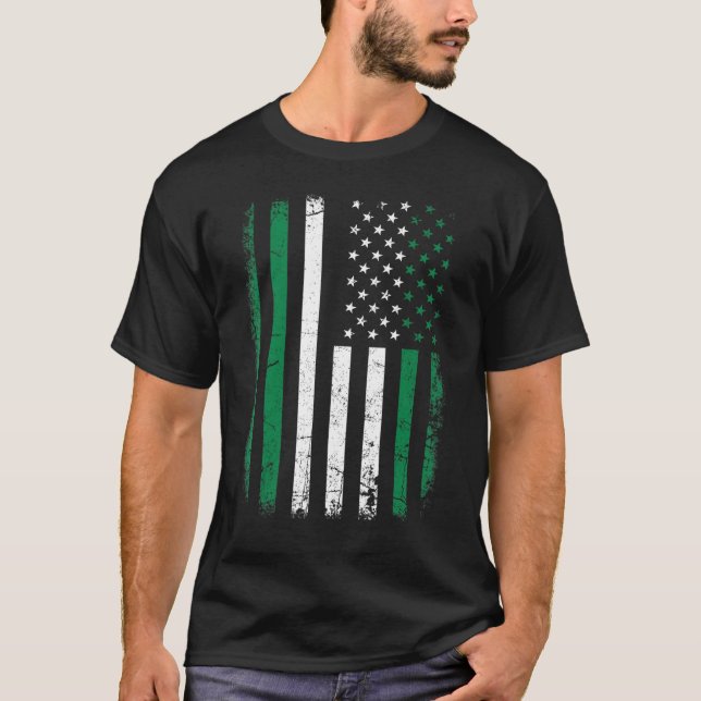Camiseta Bandera nigeriana norteamericana nigeriana remueve (Anverso)