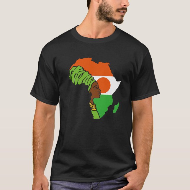 Camiseta Bandera nigerina de Níger Mapa de patrimonio étnic (Anverso)
