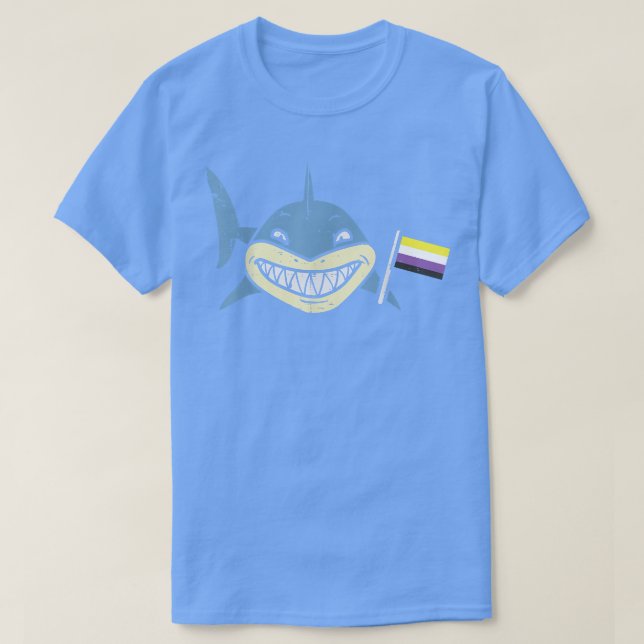 Camiseta Bandera no binaria de tiburón Graciosa Enby NB Org (Diseño del anverso)