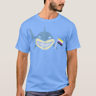 Camiseta Bandera no binaria de tiburón Graciosa Enby NB Org