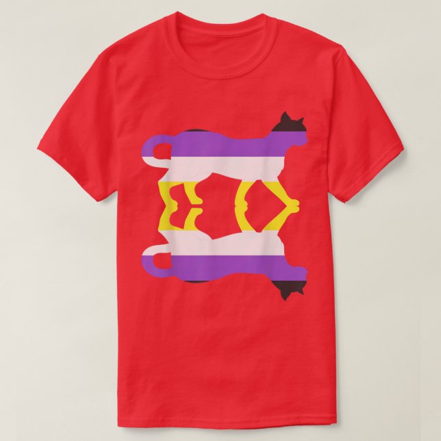 Camiseta Bandera no binaria Gato animal Tercer género LGBT  (Diseño del anverso)