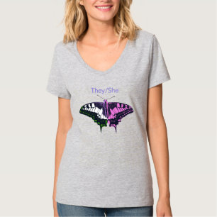 Camiseta Bandera No Binaria Mariposa Trasera