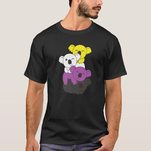 Camiseta Bandera No binaria Orgullo De Pile Lgbtq Koalas Cu (Anverso)