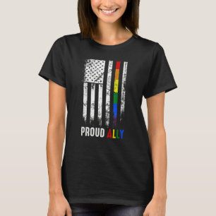 Camiseta Bandera Norteamericana Arcoiris Orgulloso Ally Lgb