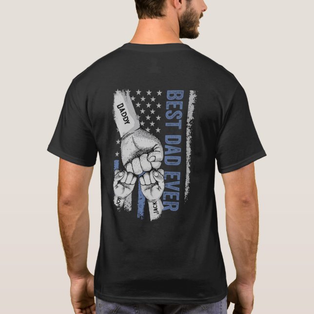Camiseta Bandera norteamericana azul mejor papá jamás (Reverso)