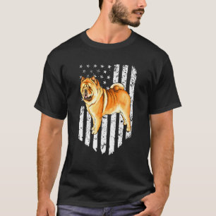 Camiseta Bandera Norteamericana Blanca Negra Chow Chow 4 De