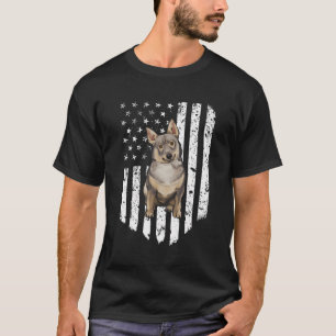 Camiseta Bandera Norteamericana Blanca Negra Vallhund Sueco