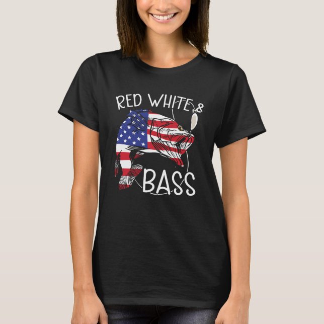 Camiseta Bandera Norteamericana Blanca Roja Y Bass 4 De Jul (Anverso)
