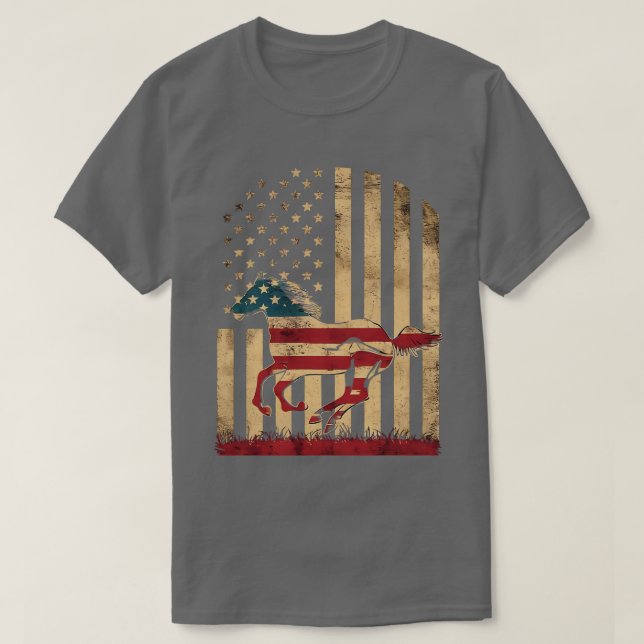 Camiseta Bandera norteamericana de caballos Femenino del 4  (Diseño del anverso)