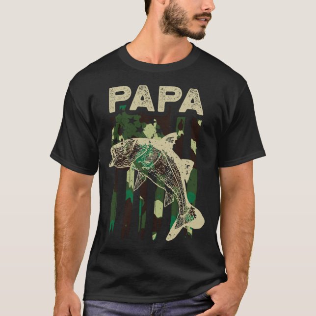Camiseta Bandera norteamericana de camuflaje pesca con papá (Anverso)