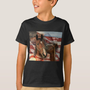 Camiseta Bandera norteamericana de grano ruidoso de caballo