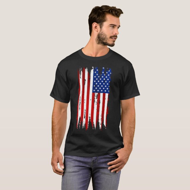 Camiseta Bandera norteamericana de Grunge (Anverso completo)