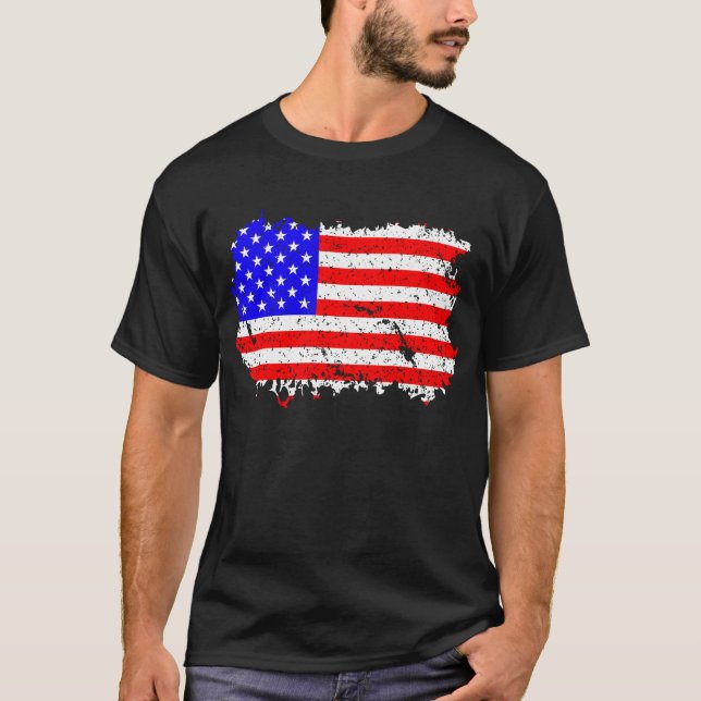 Camiseta Bandera norteamericana de Grunge (Anverso)