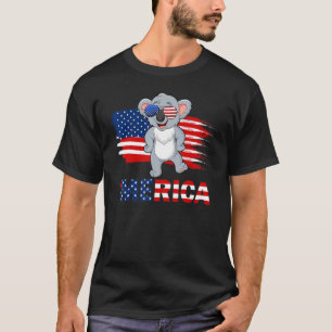 Camiseta Bandera Norteamericana De Koala Gafas De Sol Meric