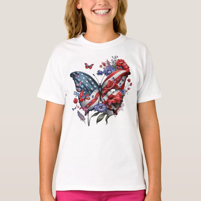 Camiseta Bandera norteamericana de mariposa (Anverso)