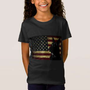 Camiseta Bandera norteamericana de pastor alemán negro 4 de