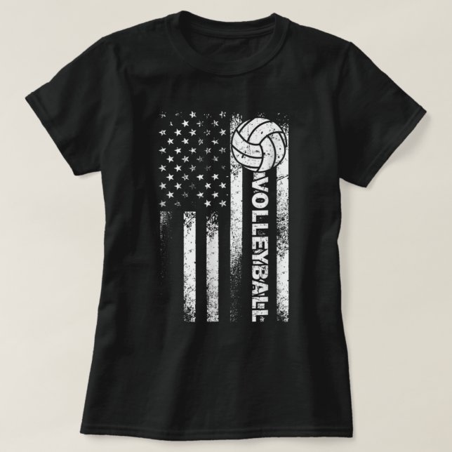 Camiseta Bandera norteamericana de voleibol Fun EEUU Patrió (Diseño del anverso)