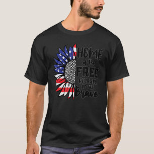 Camiseta Bandera Norteamericana Del Girasol Para Hombres Mu