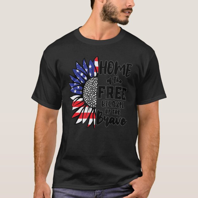 Camiseta Bandera Norteamericana Del Girasol Para Hombres Mu (Anverso)